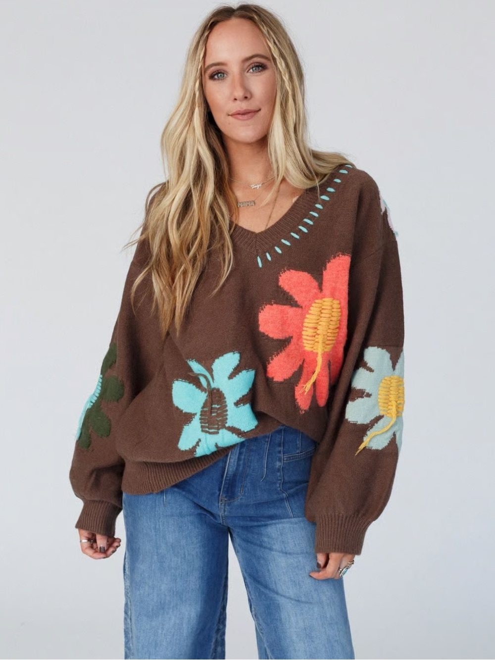 POL Good Mood Flower Print Sweater